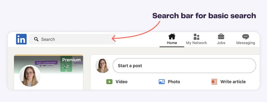 Search for companies on LinkedIn with basic search