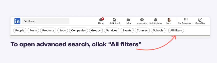Search for companies on LinkedIn with advanced search