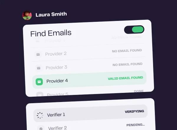 Vérification de l'interface utilisateur de recherche d'email par enrichissement en cascade de ventes B2B