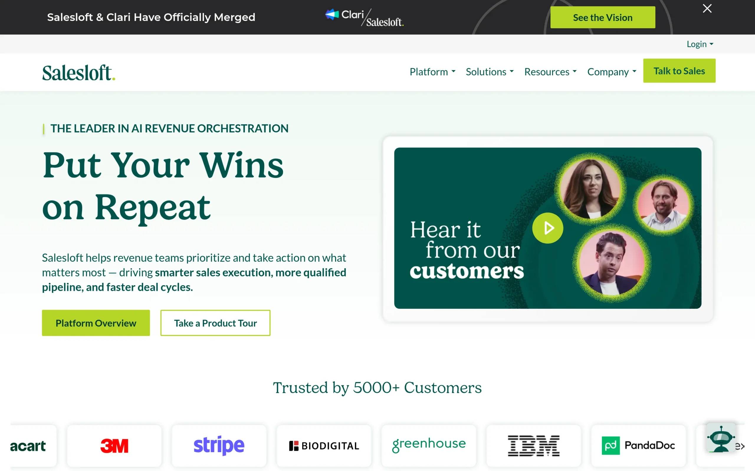 Salesloft interface showing key features and dashboard
