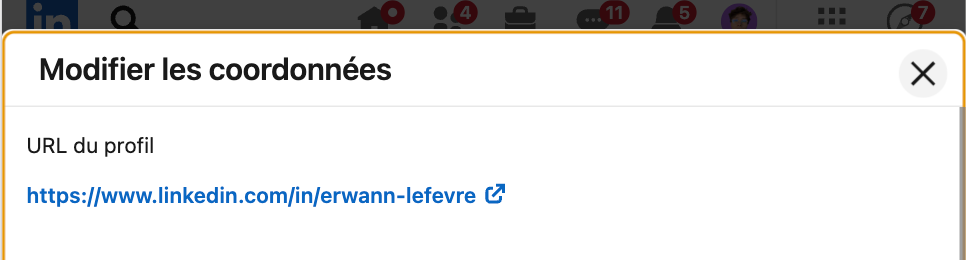 Find LinkedIn URL in mobile app contact info