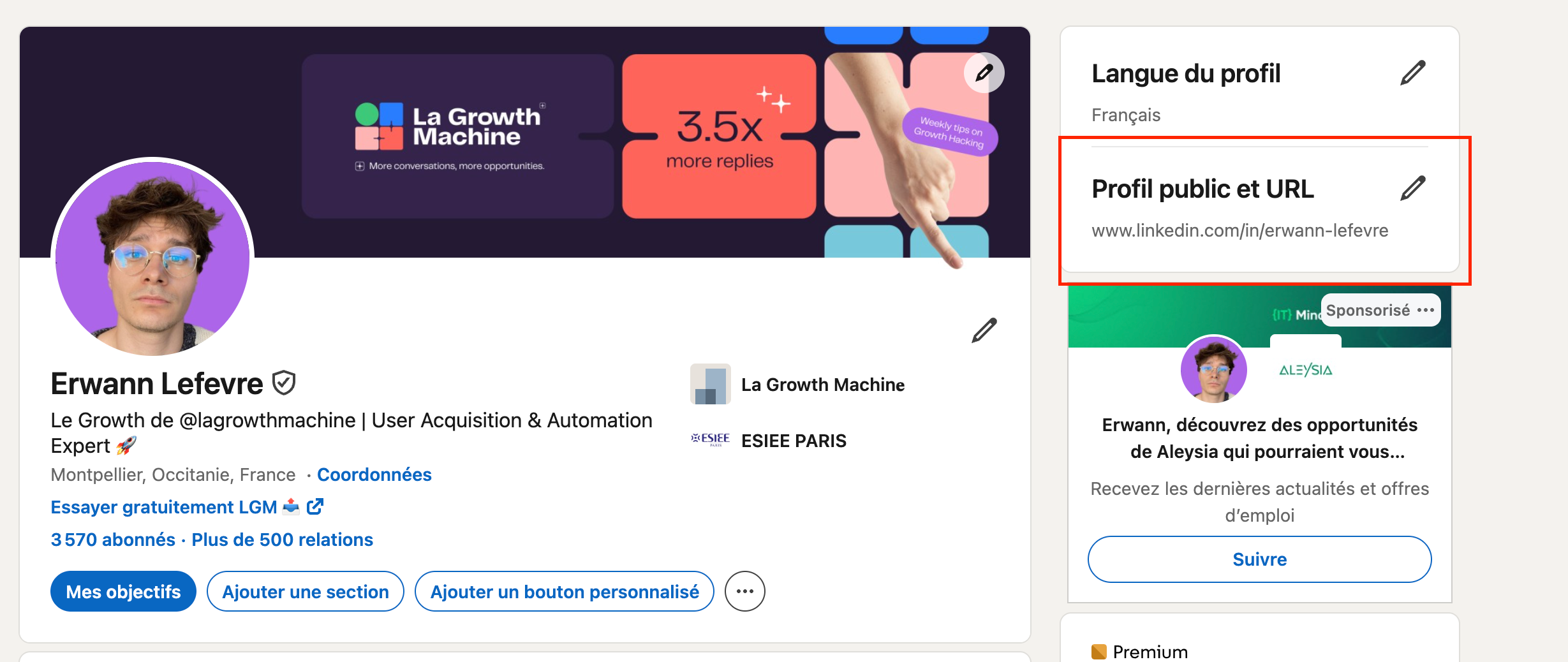 How to edit your Linkedin Profile URL