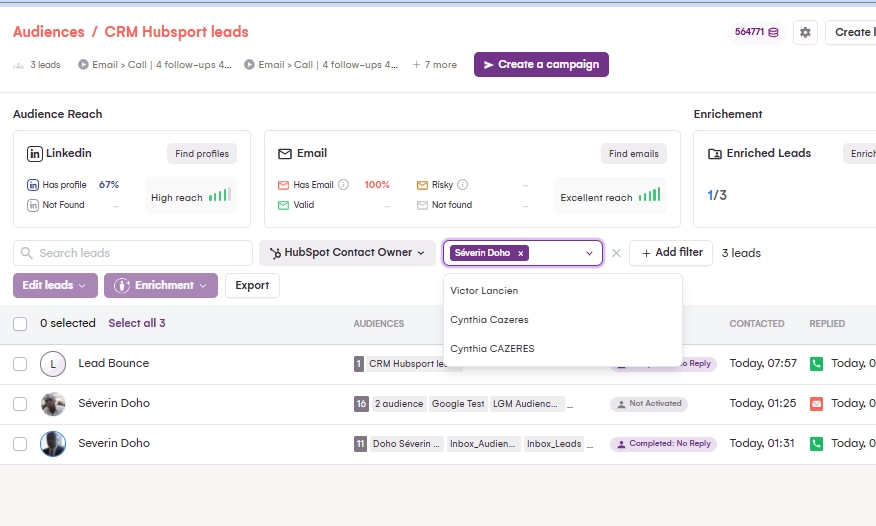 Associar uma identidade da La Growth Machine a um owner do HubSpot